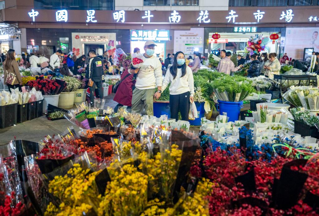 昆明斗南花市：花海人潮涌动活力