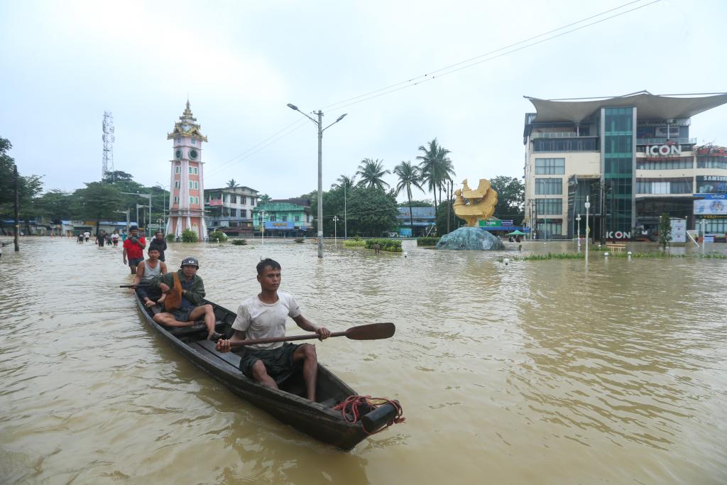 缅甸部分地区遭遇强降雨